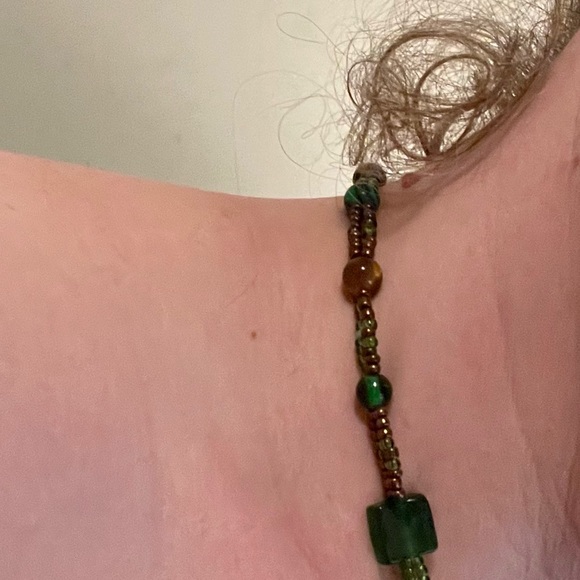 Unique Hand-beaded Necklace w Alcohol Ink Centrepiece & Unique Rear Bead Feature - Picture 8 of 11